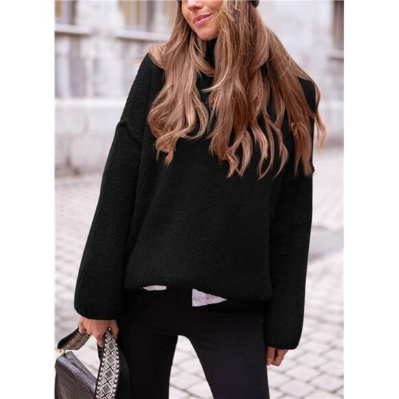 Oversized Turtleneck Sweater Women Chunky Knit Pullover Long Sleeve Fall Winter - Picture 4 of 7
